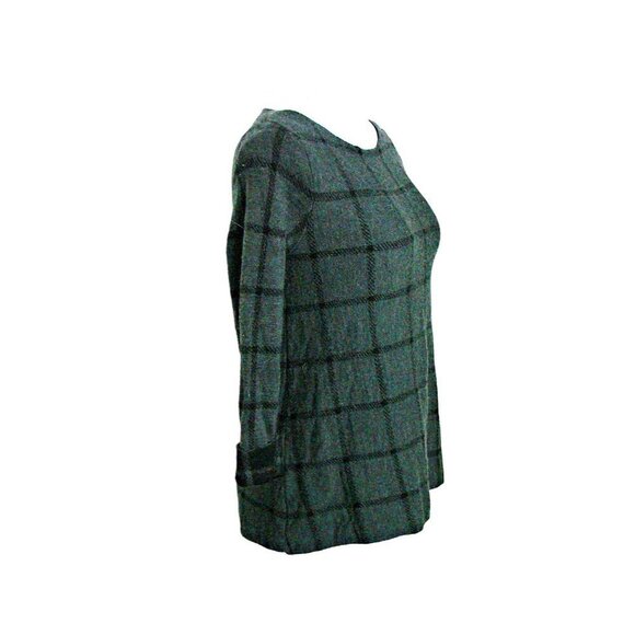 Tahari Womens Gray Black Striped Extrafine Merino Wool Tunic Sweater Size Small - Picture 2 of 12